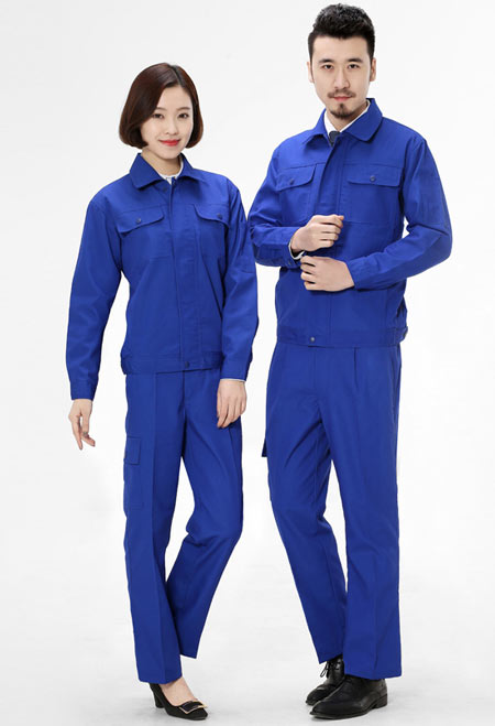 藍色長袖工作服定做款式模板圖二