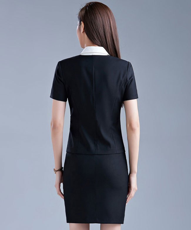 紫色款專柜營業員工作服背后款式展示圖