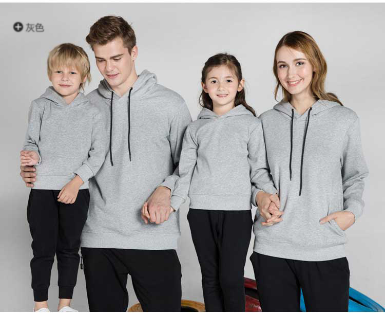 深圳工作服定做加厚套頭衛衣批發訂做款式之花灰色