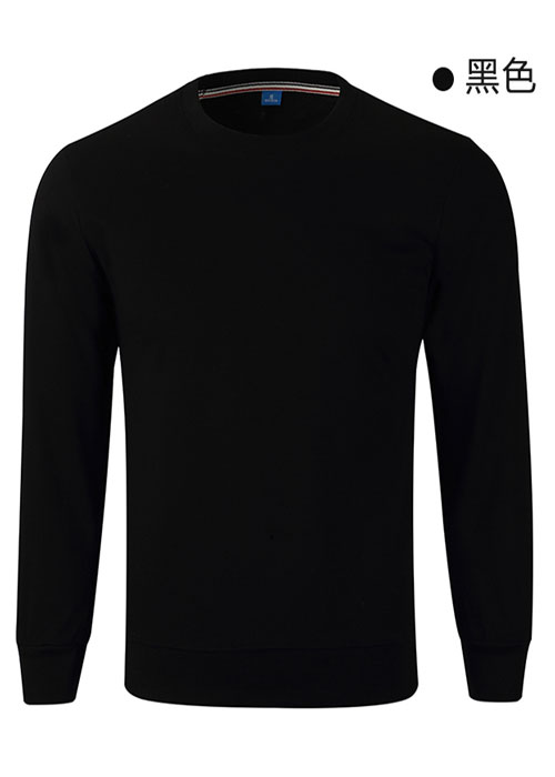 黑色薄款線圈長袖圓領衛衣定制