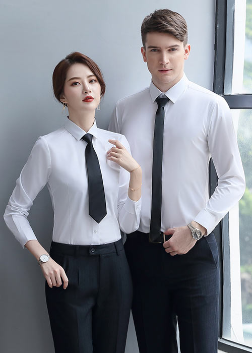 經典商務白色男女款長袖襯衫訂做